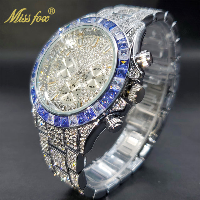 Luxury Gold Waterproof Stainless Steel Iced Watch