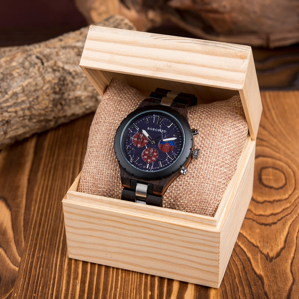 Luxury Wooden Chronograph Watch