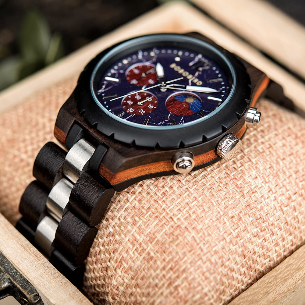 Luxury Wooden Chronograph Watch